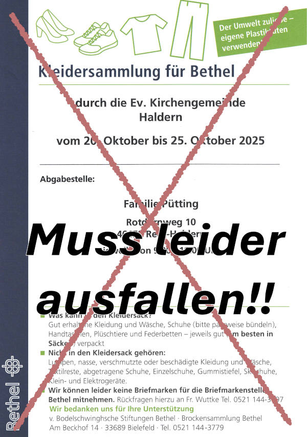 Absage Bethelsammlung