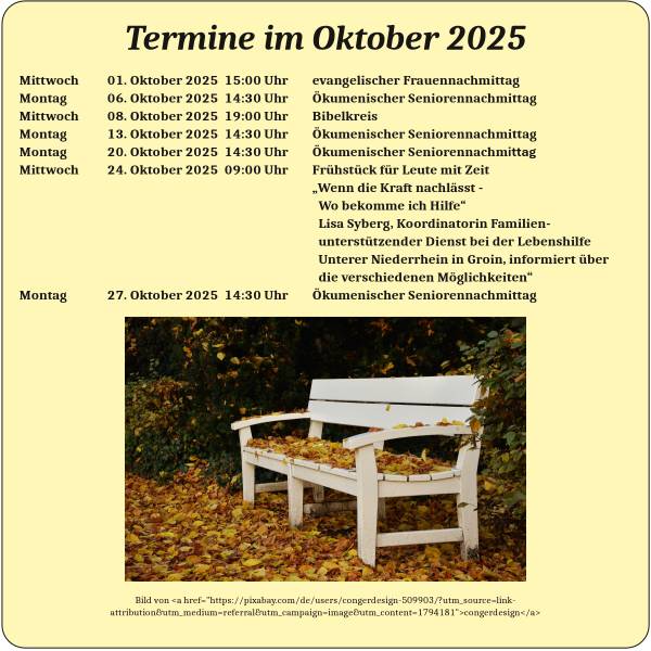 Termine Oktober 2025